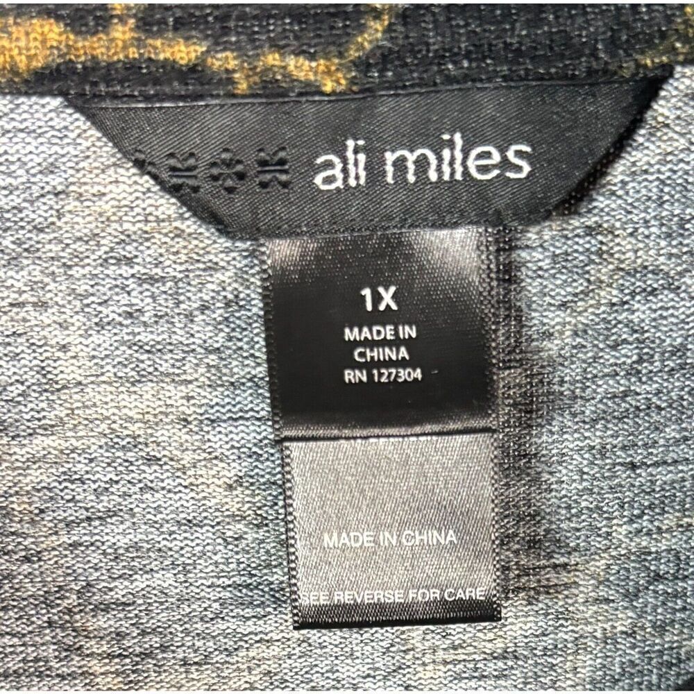 Ali Miles Knit Sweater Size 1X Cowl Neck Animal Print Artsy Boho Long Sleeve - Picture 6 of 10